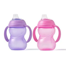 Nuby 8oz Polypropylene Clikit Frosted Soft Spout Sippy Trainer Cups - Pink/Purple - 2pk