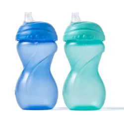 Nuby 10oz Polypropylene Clikit Frosted Soft Spout Sippy Trainer Cups - Dark Blue/Blue - 2pk