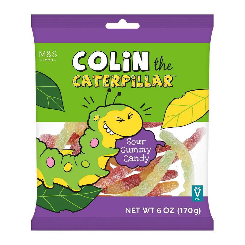 slide 1 of 1, M&S Colin the Caterpillar Fruit Sour Candy - 6oz, 6 oz