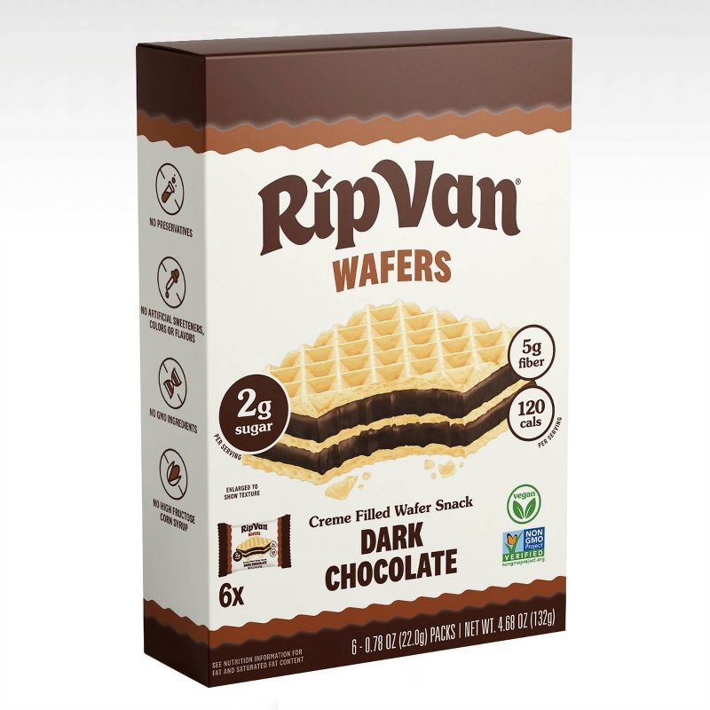 slide 4 of 4, Rip van Wafels Rip Van Wafers Dark Chocolate - 4.68oz/6ct, 4.68 oz, 6 ct
