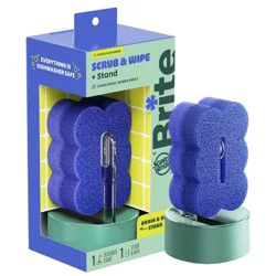 Brite by Scotch-Brite Scrub & Wipe Dish Sponge with Drain + Dry Stand: Foam Material, Cleaning Tools and Accessories