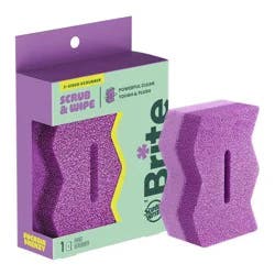 Brite by Scotch-Brite Two-Sided Scrub & Wipe Dish Sponge - Fuschia Frenzy