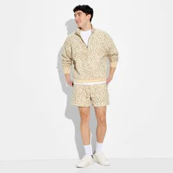 Men's Heavyweight Fleece 1/2 Zip Pullover Sweatshirt - Original Use™ Ivory Leopard XXL