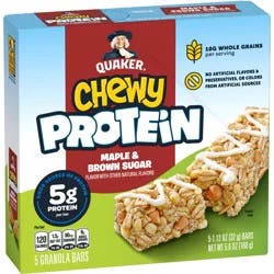 Quaker Chewy Maple & Brown Sugar Protein Bars - 5g Protein - 5.6oz/5ct