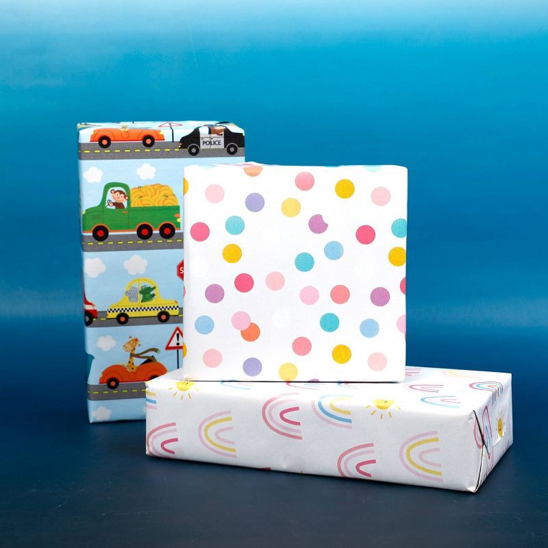 slide 2 of 3, Bows And Sparkles 96"x30" Polka Dot Wrapping Paper Colorful, 1 ct