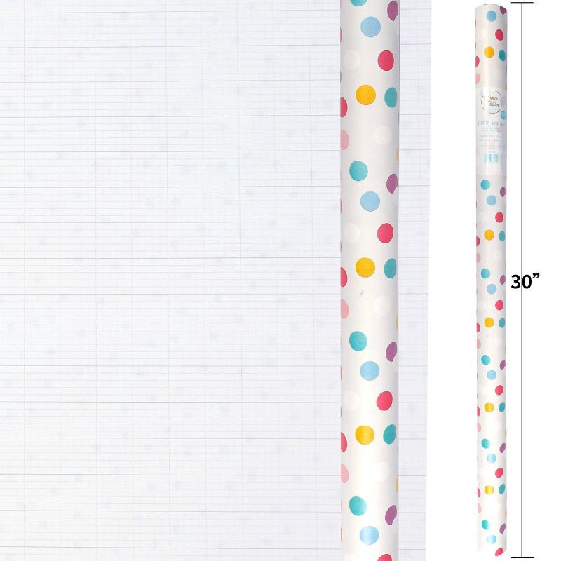 slide 3 of 3, Bows And Sparkles 96"x30" Polka Dot Wrapping Paper Colorful, 1 ct