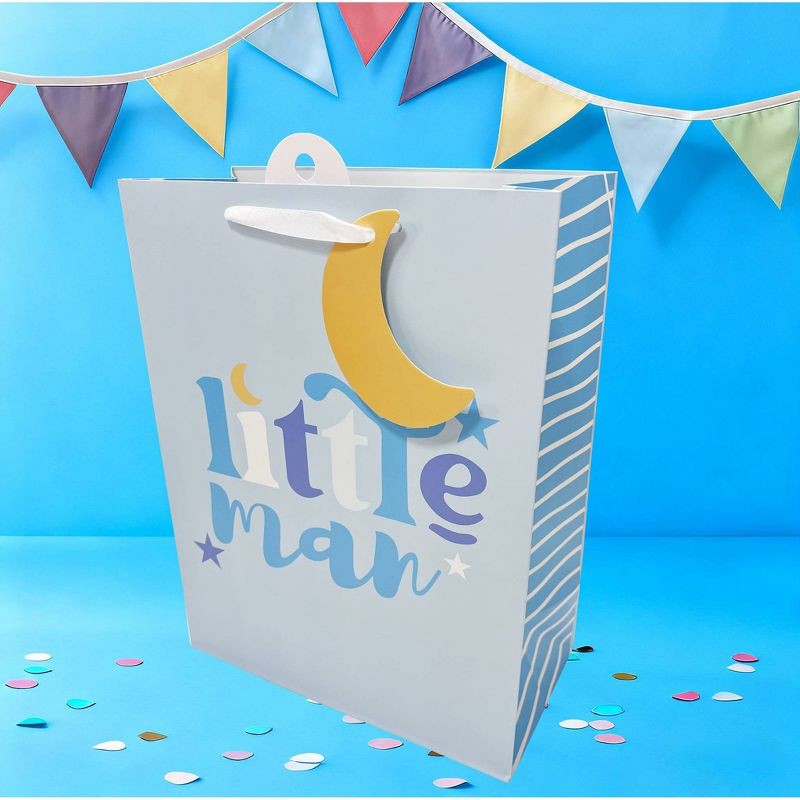 slide 2 of 3, Bows And Sparkles Medium 'Little Man' Baby Gift Bag with Tag Blue, 1 ct