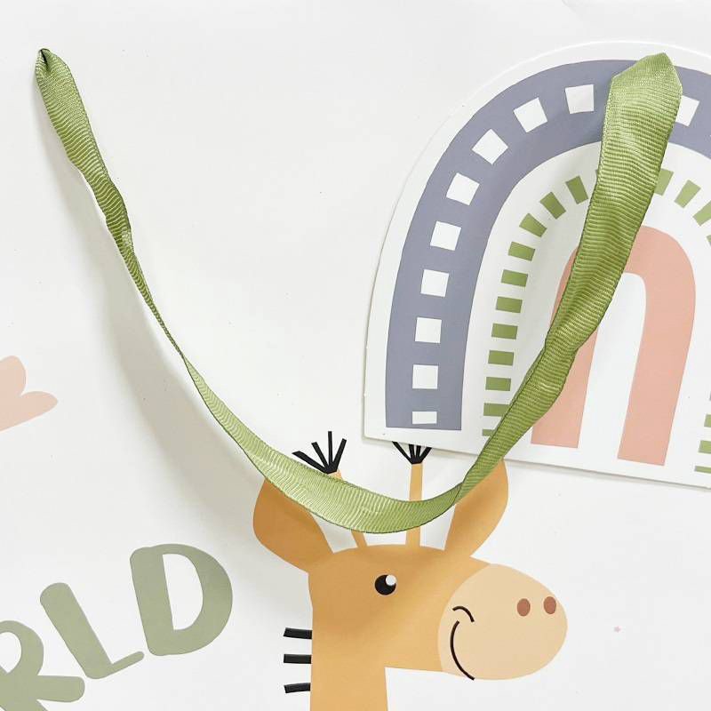 slide 3 of 3, Bows And Sparkles XLarge 'Hello World' Giraffe Baby Gift Bag with Tag White, 1 ct