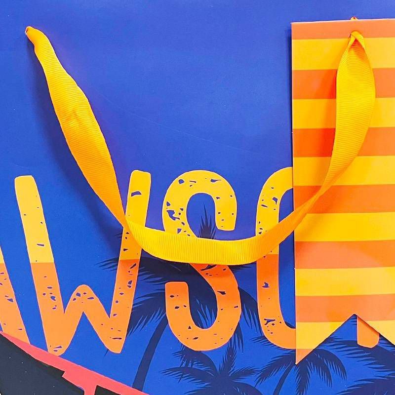 slide 3 of 3, Bows And Sparkles Jumbo 'Jawsome' Sharks Birthday Gift Bag with Tag Blue/Orange, 1 ct