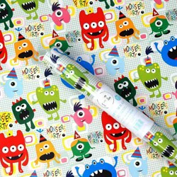 Bows And Sparkles 96"x30" Monsters Birthday Gift Wrapping Paper White
