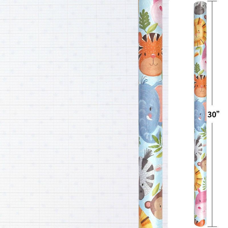 slide 3 of 3, Bows And Sparkles 96"x30" Baby Animals Gift Wrapping Paper Light Blue, 1 ct