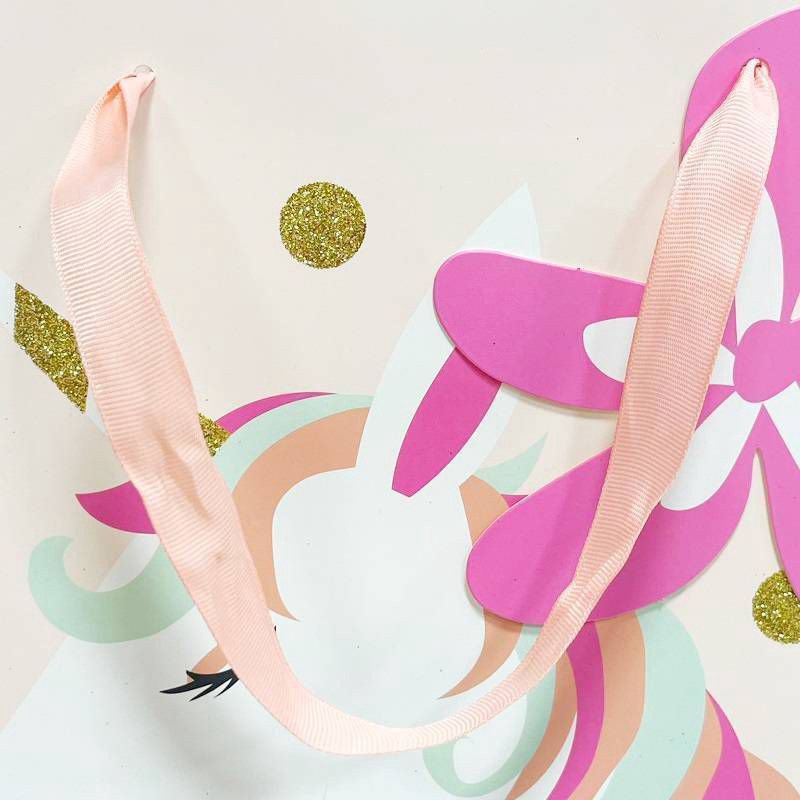 slide 3 of 3, Bows And Sparkles Xlarge 'Happy Birthday' Unicorn Gift Bag with Tag Pink, 1 ct