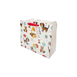 Bows And Sparkles Large Party Pups Birthday Gift Bag with Tag White