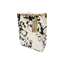 Bows And Sparkles Medium Floral Wedding Gift Bag with Tag Black/Gold