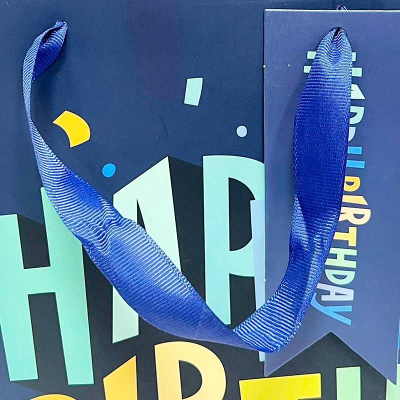 slide 3 of 3, Bows And Sparkles Medium 'Happy Birthday' Gift Bag with Tag Navy, 1 ct