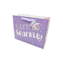 Bows And Sparkles Large 'Born To Sparkle' Birthday Gift Bag with Tag Purple