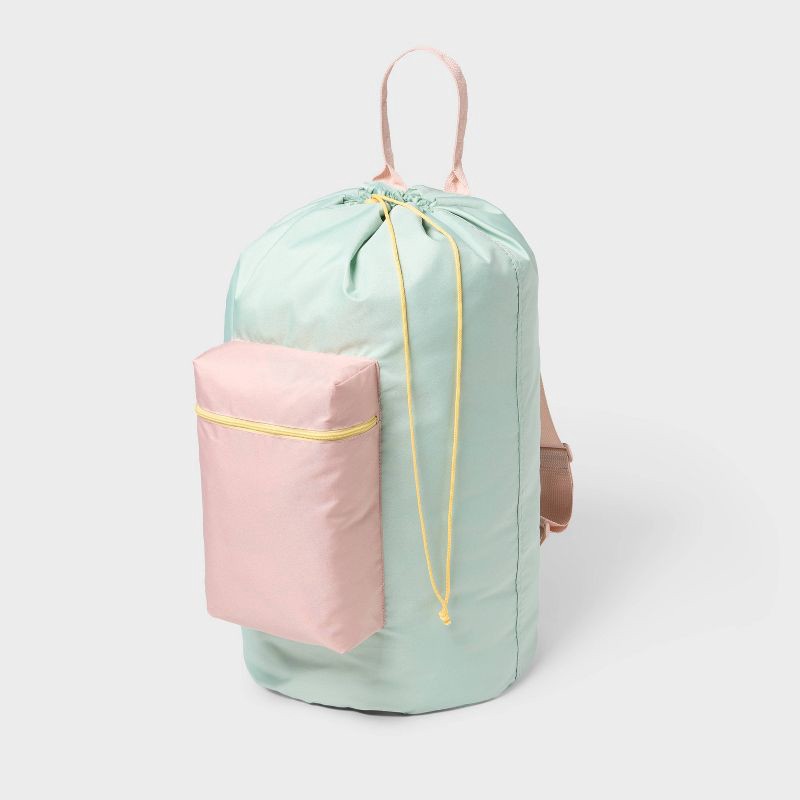 slide 1 of 4, XL Laundry Backpack Green and Pink - Brightroom™, 1 ct