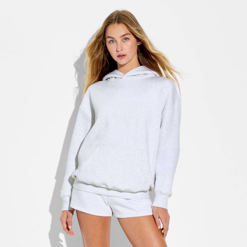 slide 2 of 3, Women's Hooded Oversized Pullover Sweatshirt - Wild Fable™ Heather Gray S, 1 ct