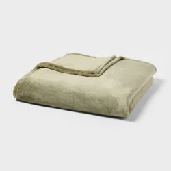 Full/Queen Microplush Bed Blanket Sage Green - Threshold™