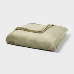 Full/Queen Microplush Bed Blanket Sage Green - Threshold™