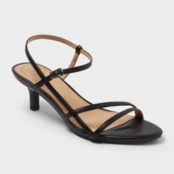 Women's Stella Almond Toe Strappy Heels - A New Day™ Black 9.5
