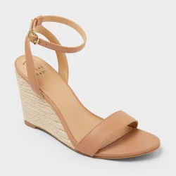 Women's Tish Almond Toe Wedge Heels - A New Day™ Sand 6.5