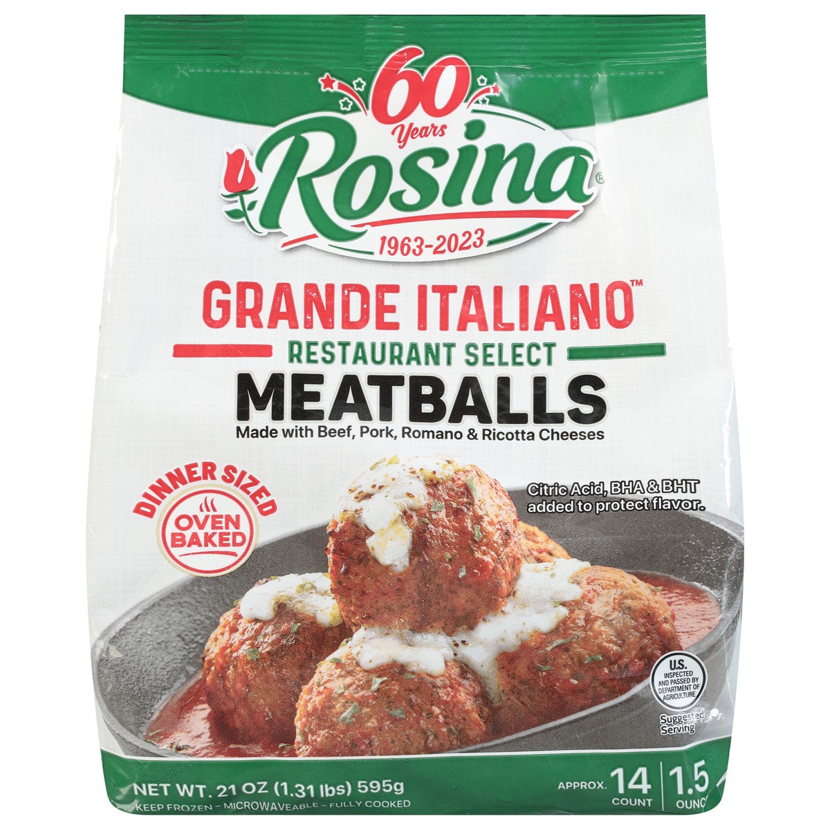 slide 10 of 13, Rosina Grande Italiano Meatballs Dinner Sized 21 oz, 21 oz