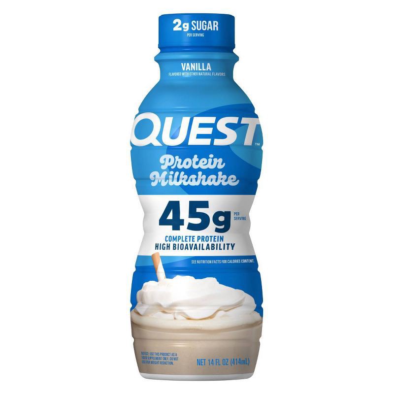 slide 1 of 8, Quest Nutrition Quest 45g Protein Milkshake, Vanilla Flavored, Protein Rich, Low Sugar - 4 fl oz Bottle, 45 gram, 4 fl oz