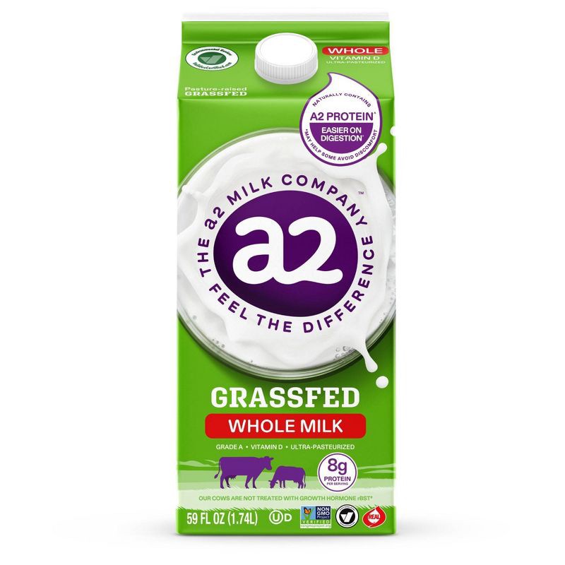 slide 1 of 7, a2 Milk Grassfed Vitamin D Whole Milk - 59 fl oz, 59 fl oz