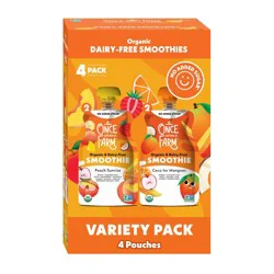 Once Upon a Farm Organic Coco for Mango and Peach Sunrise Dairy-Free Smoothies - 16oz/4pk