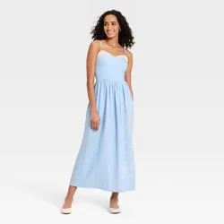 Women's Sleeveless Cutwork Midi Sundress - Universal Thread™ Light Blue L