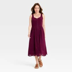 Women's Sleeveless Button-Up Midi A-Line Dress - Universal Thread™ Berry Purple XL
