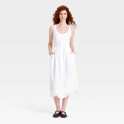 Women's Sleeveless Button-Up Midi A-Line Dress - Universal Thread™ White XL
