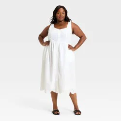 Women's Sleeveless Button-Up Midi A-Line Dress - Universal Thread™ White XXL