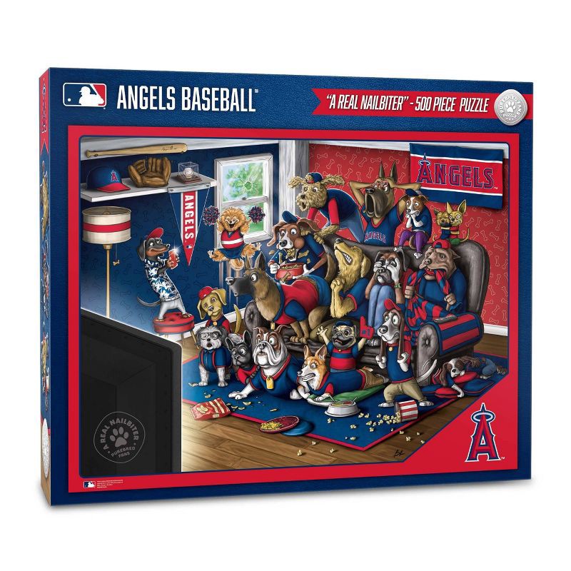 slide 1 of 3, MLB Los Angeles Angels Purebred Fan 'A Real Nailbiter' Puzzle - 500pc, 500 ct