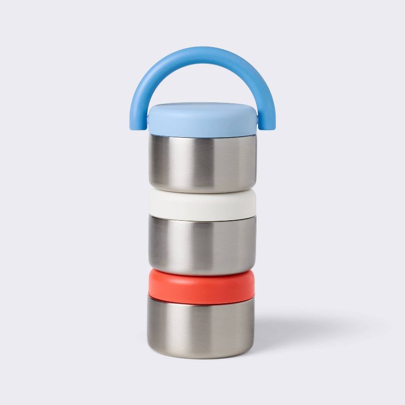 slide 1 of 3, 5 fl oz 3pc Stacking Snacker Food Storage Cups, 4th of July - Americana - Cloud Island™, 5 fl oz, 3 ct