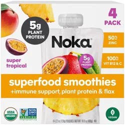 Noka Superfood Smoothie Super Tropical + Immune Support Fruit Pouches - 16.9oz/4pk