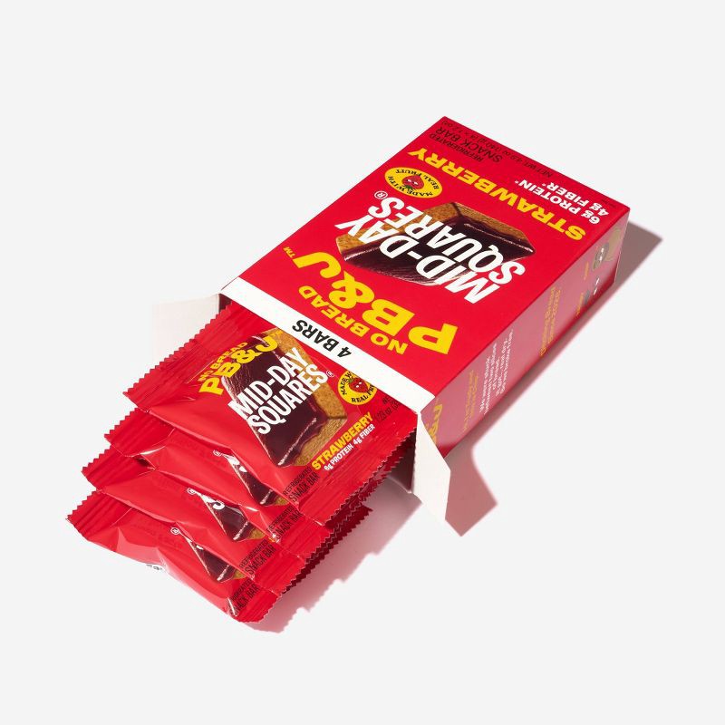 slide 2 of 7, Mid-Day Squares Strawberry No Bread PB&J Refrigerated Snack Bars - 4.9oz/4pk, 4 ct; 4.9 oz