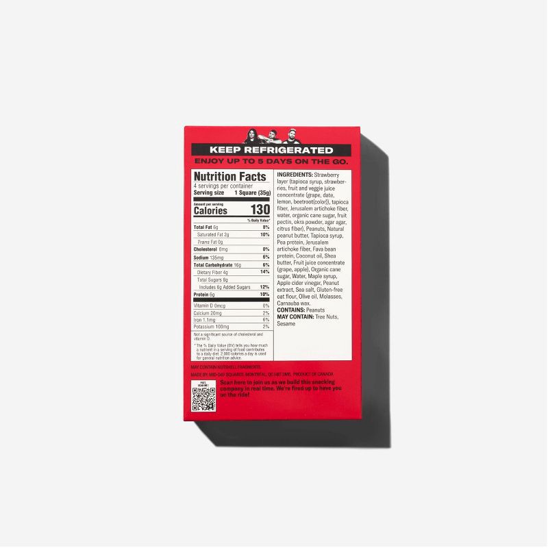 slide 3 of 7, Mid-Day Squares Strawberry No Bread PB&J Refrigerated Snack Bars - 4.9oz/4pk, 4 ct; 4.9 oz