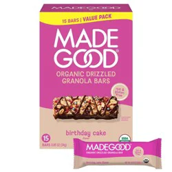 MadeGood Chocolate Drizzled Birthday Cake Granola Bars Value Pack - 12.75oz/15ct