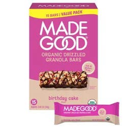 MadeGood Chocolate Drizzled Birthday Cake Granola Bars Value Pack - 12.75oz/15ct