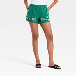 Women's Mid-Rise Cutwork Pull-On Shorts - Universal Thread™ Green M