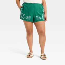Women's Mid-Rise Cutwork Pull-On Shorts - Universal Thread™ Green XXL