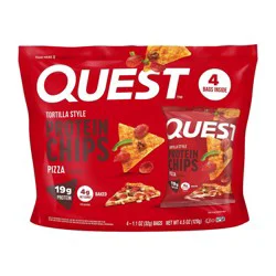 Quest Nutrition Pizza Tortilla Chips Protein Bars - 19g Protein - 4.5oz/4pk