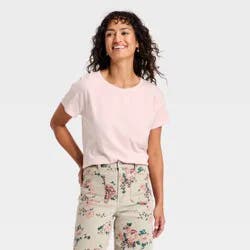 Women's Short Sleeve Crewneck T-Shirt - Universal Thread™ Pink L