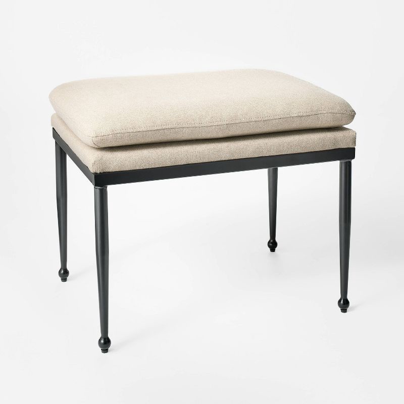 slide 1 of 5, Threshold designed w/Studio McGee Edgehill Pillow Top Ottoman with Metal Legs Beige - Threshold™ designed with Studio McGee Fully Assembled, 1 ct