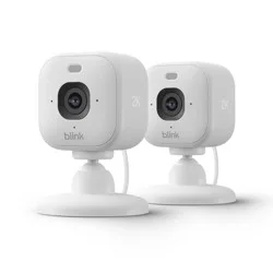 Amazon Blink Mini 2K+ Compact Plug-In Security Camera, 2K Video Resolution, Color Night Vision, Enhanced Audio. 2 Cameras - White
