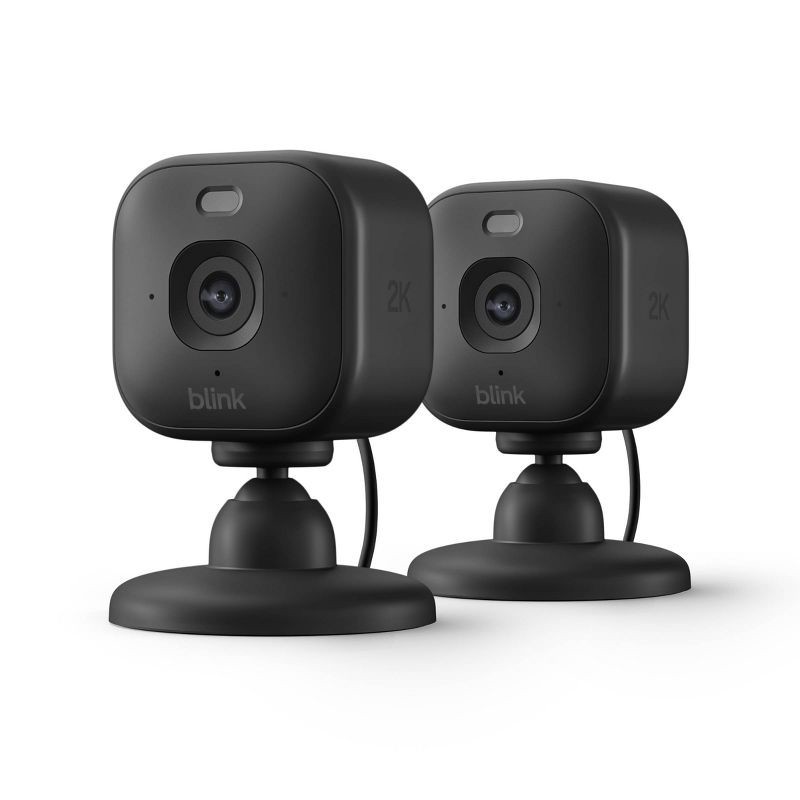 slide 1 of 7, Amazon Blink Mini 2K+ Compact Plug-In Security Camera, 2K Video Resolution, Color Night Vision, Enhanced Audio. 2 Cameras - Black, 1 ct