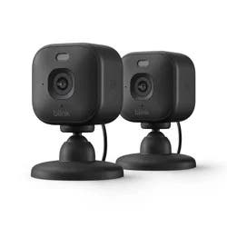 Amazon Blink Mini 2K+ Compact Plug-In Security Camera, 2K Video Resolution, Color Night Vision, Enhanced Audio. 2 Cameras - Black