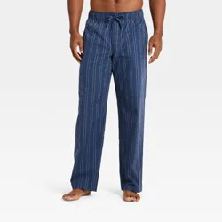 Men's Poplin Woven Pajama Pants - Goodfellow & Co™ Navy Blue Stripe S